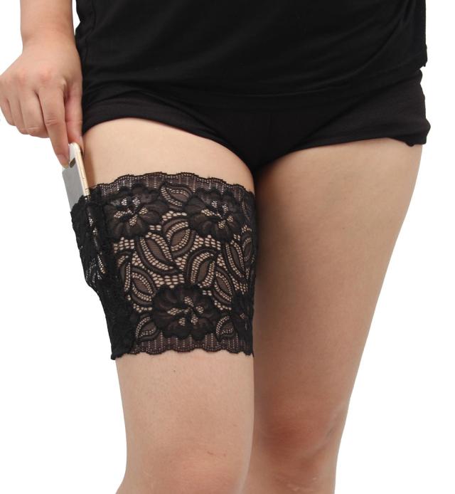 女性のセクシーなレーシックストレッチ太ももバンドアンチスリップシリコングリップガーターセキュリティポケット付きの通販はau Wowma エビの家