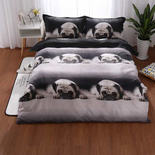 3pcs Set 3dかわいい動物の犬のパグプリントの寝具繊細なソフト寝具セットの通販はau Pay マーケット エビの家