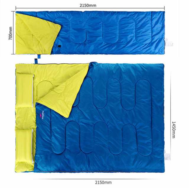 寝袋 封筒型 2人用 防水 シュラフ 丸洗いok 連結可能 最低使用温度 0度 2色 選択可 車中泊 登山 キャンプ 枕二つ付き 収納パック付 の通販はau Pay マーケット ホリデイショップ