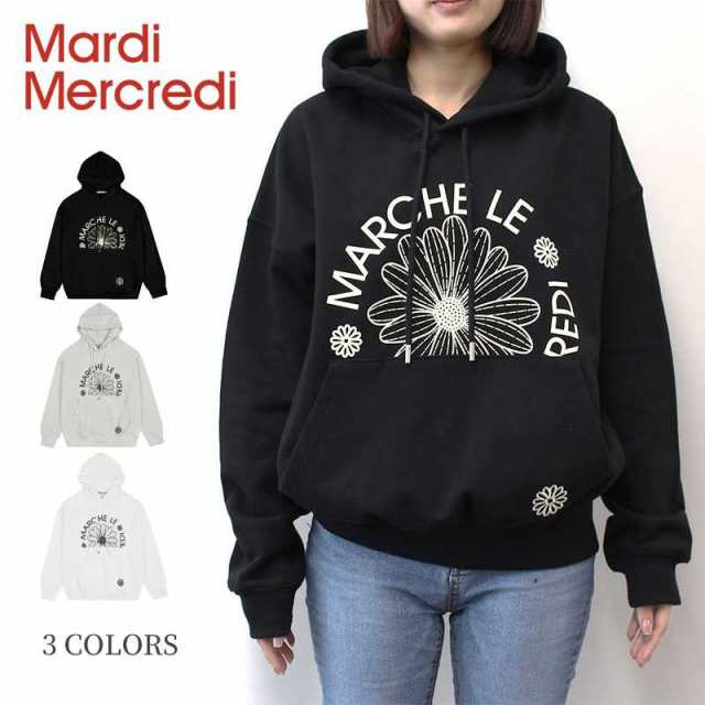 Mardi Mercredi マルディメクルディ トップス スウェット フード付き プリント トレーナー HOODY MARCHE