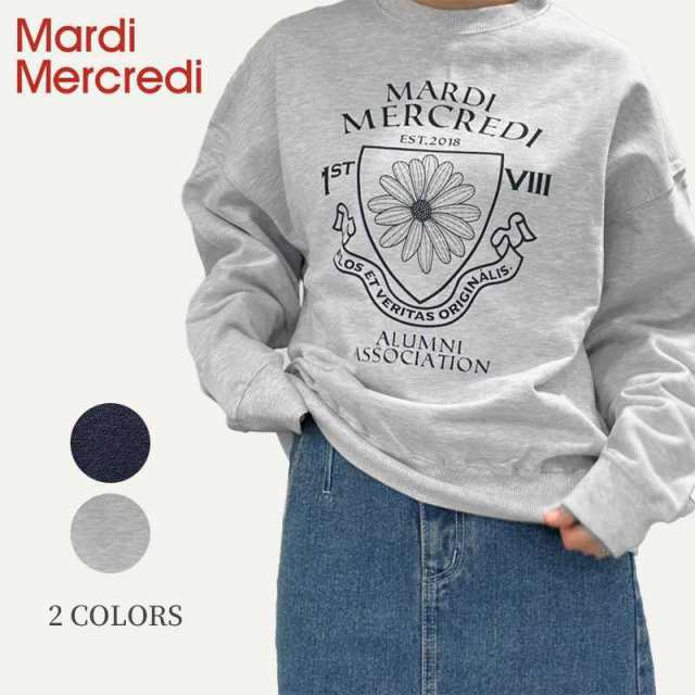 【Mardi Mercredi マルディメクルディ】トレーナー トップス スウェット  パーカー 大人気 [MARDI] SWEATSHIRT ALUMNI EMBLEM