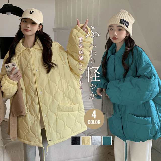 新作 レディース ジャケット 薄 キルティング コート ブルゾン オーバーサイズ 無地 波型 中綿 ショートコートの通販は