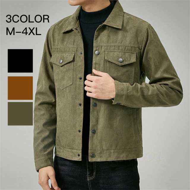 ジャケット メンズ スエード 春 秋 スウェード アウターウェア コート ブルゾン 細身 ライトジャケット ショート丈 長袖 アメカジ カジュ