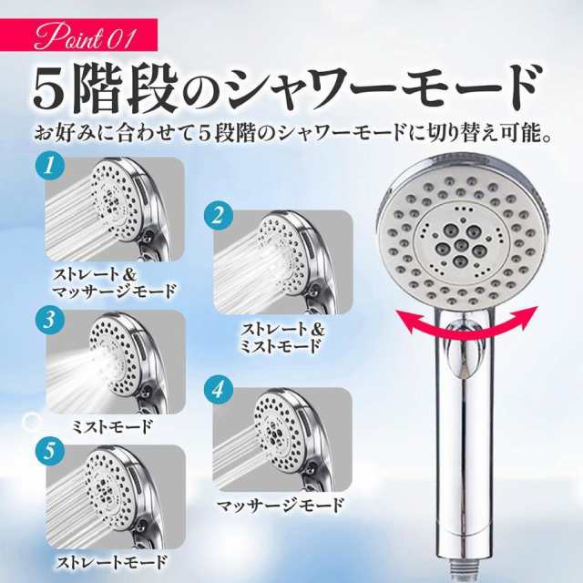 シャワーヘッド ナノバブル 節水 マイクロバブル 水圧強い 美肌 美容 保湿 頭皮ケア 変換アダプター KVK INAX TOTO_2