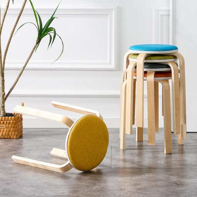 木製スツール 木製 椅子 オシャレ スツール ナチュラル コンパクト 椅子 木目 チェア 天然木 椅子 イス_1