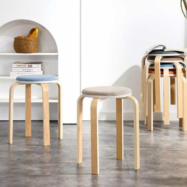 木製スツール 木製 椅子 オシャレ スツール ナチュラル コンパクト 椅子 木目 チェア 天然木 椅子 イス_3