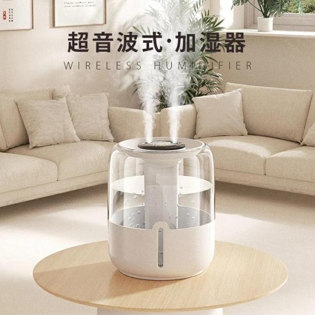 加湿器 大容量 超音波式 卓上 デュアル噴霧口 6.8L スチーム式加湿器 