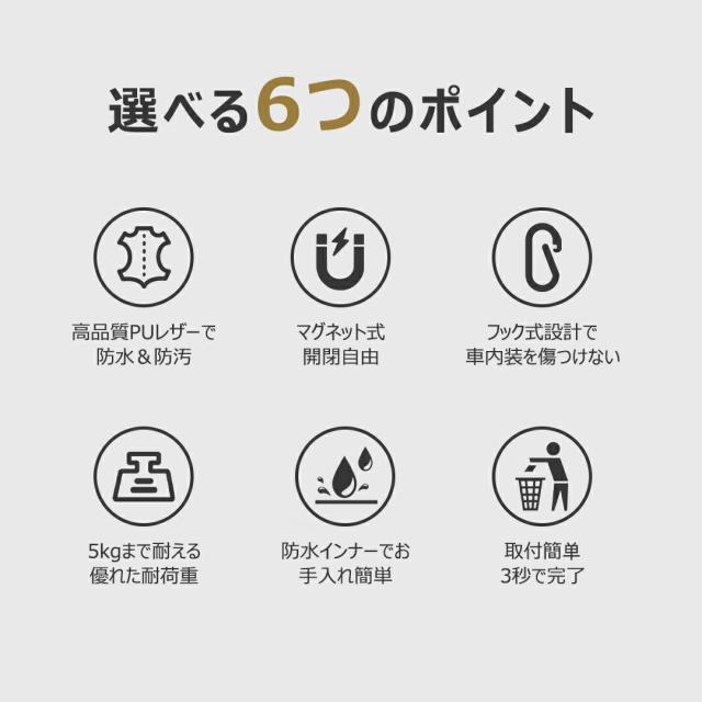 車 ゴミ箱 車用 折りたたみ式 スリム ダストボックス 吊り下げ 倒れない 車載 PUレザー 収納ボックス 大容量 車内 フック式 磁石付き 省スペース 防水 マグネット おしゃれ 便利グッズ 多車種対応 簡単設置 小物入れ コンパクト 車載用品 送料無料_2