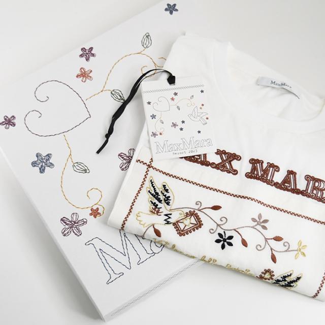 関税送料込【MAX MARA】ロゴ刺繍入りコットンジャージーTシャツ Max Mara MAX MARA マックスマーラ Tシャツ PETER ペーター