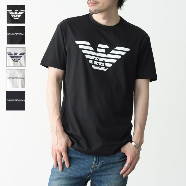 EMPORIO ARMANI エンポリオ アルマーニ Tシャツ トップス ロゴT ピマジャージー ロゴプリント 8N1TN5 1JPZZ メンズ ブラック ホワイト ネイビー 半袖 コットン クルーネック 人気 おすすめの通販は