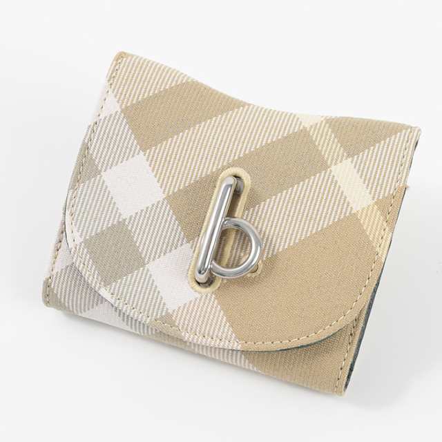 BURBERRY バーバリー 財布 ロッキングホース ウォレット 8081783 レディース FLAX ベージュ チェック コンパクト三つ折り財布 ミニ財布