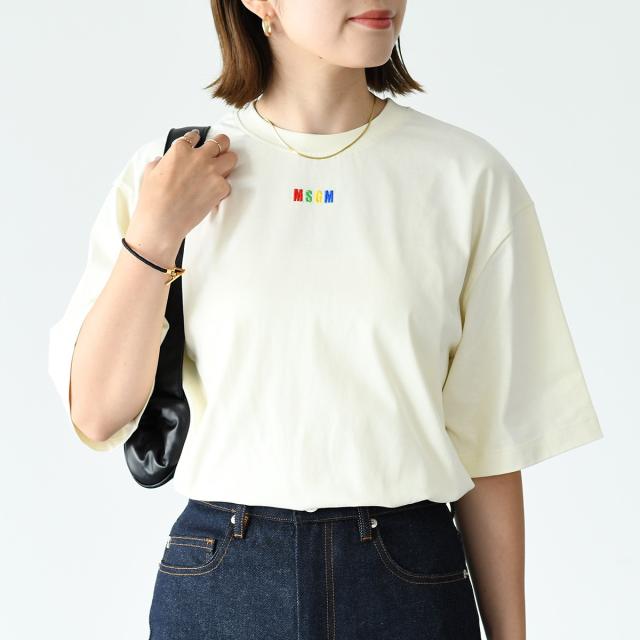 【訳あり】 MSGM エムエスジーエム トップス Tシャツ RAIBOW MINI ロゴTシャツ MDM101 レディース クリームホワイト 半袖 コットン ロゴ クルーネック 人気の通販は 7,900円