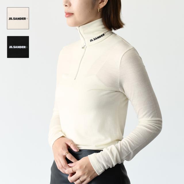 JILSANDER ジルサンダー トップス カットソー ジップアップTシャツ J40GC0021 J70021 レディース ホワイト ブラック カーキ グリーン ウール 長袖 秋冬の通販は 36,700円