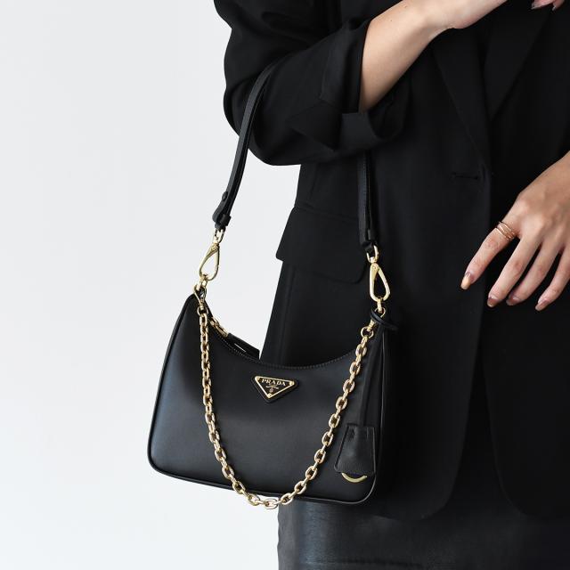 PRADA プラダ バッグ ショルダーバッグ ハンドバッグ Re-Edition リエディション ソフトグレインレザー ミニバッグ 1BC204 2CYS レディース ブラック トライアングルロゴ の通販は 339,800円