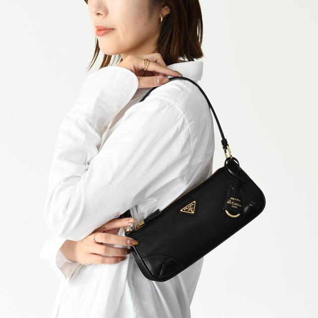 PRADA プラダ バッグ ショルダーバッグ リエディション 1BC201 R789 Re-Edition 2002 Re-Nylon ブラッシュドレザー レディース ブラック 黒 レザー 本革 シンプルの通販は