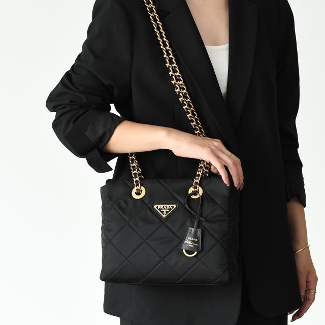 PRADA プラダ バッグ トートバッグ ショルダーバッグ リエディション 1BG468 2AOS Re-Edition 1995 チェーンバッグ Re-Nylon スモール レディース ブラック ナイロン キルティングの通販は