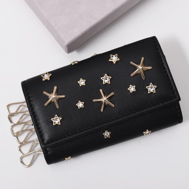 JIMMY CHOO ジミーチュウ キーケース NEPTUNE ネプチューン レザーキーケース NEPTUNE CZN レディース ブラック スタースタッズ キーリングの通販は 41,400円