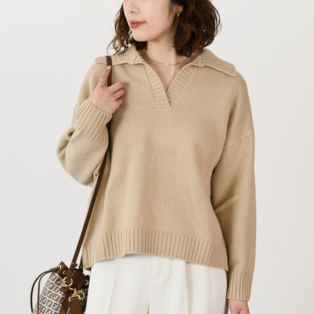 Weekend Max Mara ウィークエンド マックスマーラ ニット トップス AGRE 5366152600 アグレ ピュアウール ポロニット レディース ベージュ Vネック
