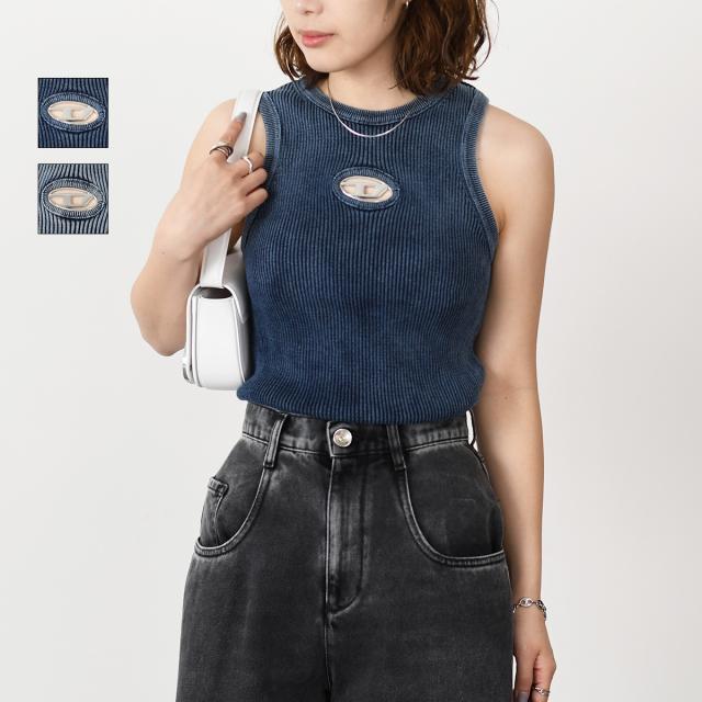 DIESEL ディーゼル タンクトップ M-ANCHOR-A-SL A14817 0ANAH レディース オーバルD リブ ニット ノースリーブ ストレッチ 8AT DIESEL ディーゼル タンクトップ トップス M-ANCHOR-A-SL