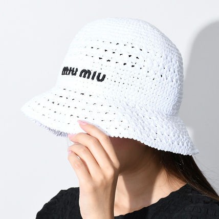 MIU MIU ミュウミュウ ハット 帽子 バケハ ラフィアハット 5HC287 2DO1