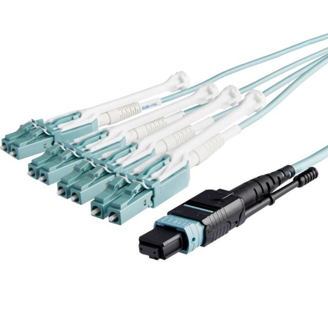 StarTech.com MPO8LCPL3M 光ファイバーケーブル/OM3 マルチモード/3m/MTP/PC-4x LC/PC/50/125/8芯/デュプレックス/40Gb
