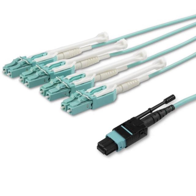 StarTech.com MPO8LCPL5M 光ファイバーケーブル/OM3 マルチモード/5m/MTP/PC-4x LC/PC/50/125/8芯/デュプレックス/40Gb