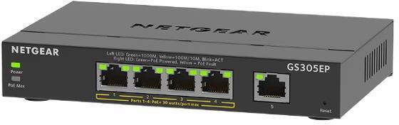 NETGAER ネットギア・インターナショナル SOHO/家庭向けPoE+対応 (63W) ギガビット5ポートアンマネージプラススイッチ GS305EP-100JPS