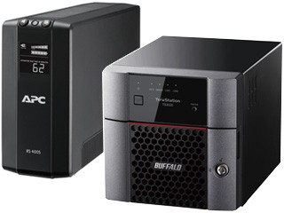 シュナイダーエレクトリック（APC） 無停電電源装置 UPS 400VA/240W BR400S-JP＋NAS 2TB TeraStation TS3220DN0202 お買い得セット