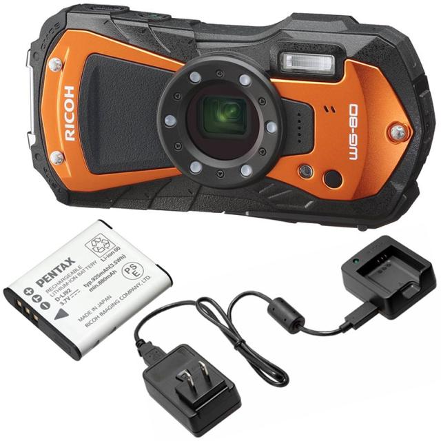 RICOH リコー RICOH WG-80（オレンジ）＋バッテリー＋充電器キットセット【wg80set】