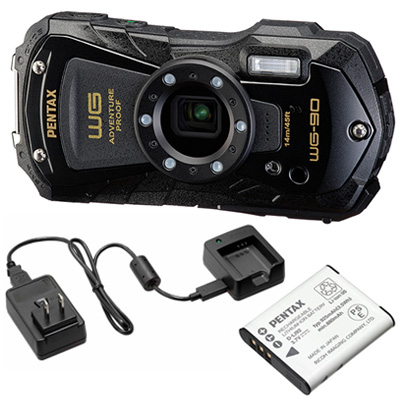 PENTAX ペンタックス WG-90（黒いこと）＋蓄電池＋申し受ける器一揃いの道具仕かける【wg90set】
