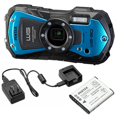 PENTAX ペンタックス WG-90（ブルー）＋バッテリー＋充電器キットセット【wg90set】の通販は