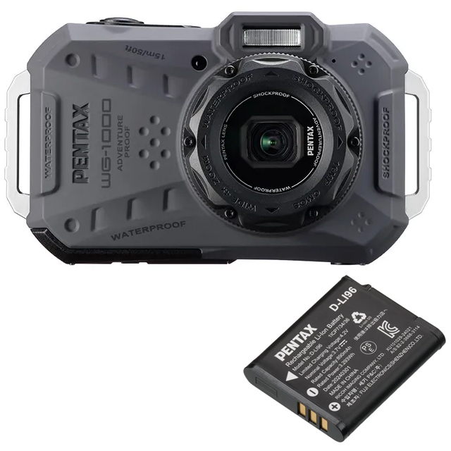 PENTAX ペンタックス WG-1000 グレー＋D-LI96 充電式バッテリーセット【wg1000set】