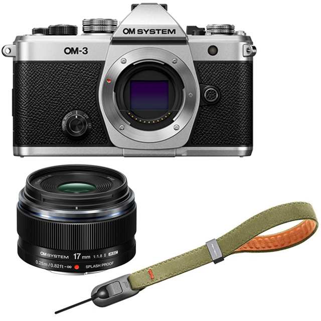 OM SYSTEM オーエムシステム OM-3 ボディ シルバー＋17mm F1.8 II レンズ＋P-CB-294(グラスグリーン)セットの通販は