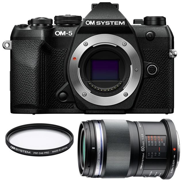 OM SYSTEM オーエムシステム 【納期約2週間】OM-5 Mark II ボディー ブラック＋ED 60mm F2.8 Macro マクロレンズ＋フィルターセット