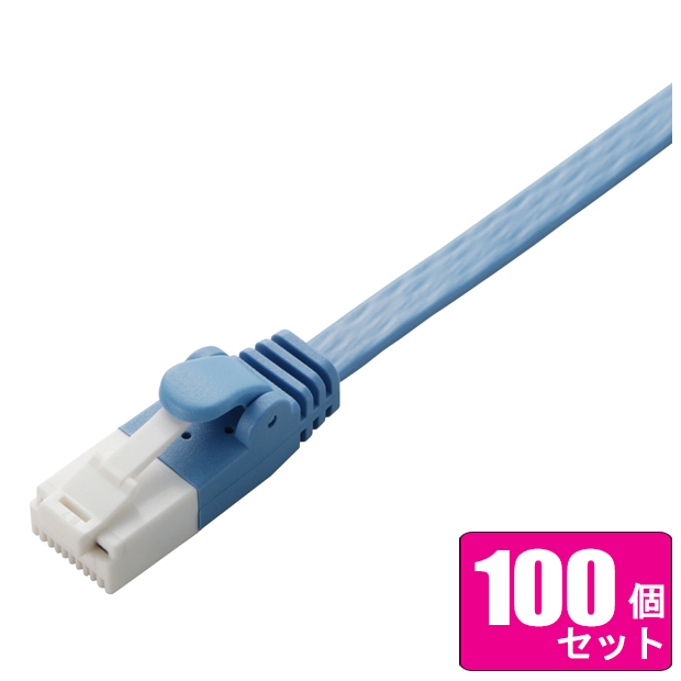 ELECOM エレコム お買い得100個セット EU RoHS指令準拠 ツメ折れ防止フラットLANケーブル(Cat6)/5.0m/ブルー LD-GFT/BU50