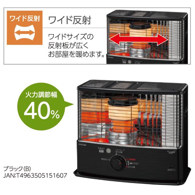 TOYOTOMI トヨトミ HRC-W3624(B)反射型石油ストーブ「ダブルクリーン 