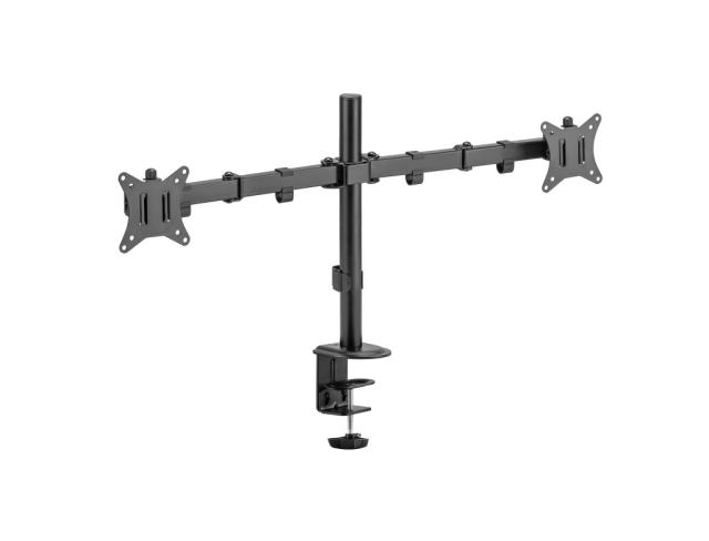 GREEN HOUSE グリーンハウス 液晶モニターアーム 横並び2画面 クランプ/グロメット式 GH-AMEN2H-BK