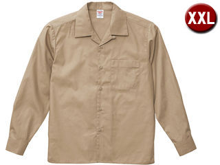 United Athle/ユナイテッドアスレ T/C オープンカラー ロングスリーブ シャツ XXLサイズ (モカベージュ) 176001X-747