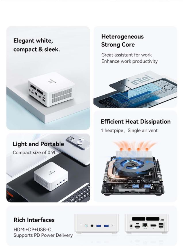 MINISFORUM ミニスフォーラム Intel Core i7-13620H Processor搭載 高性能ミニPC UN1360W シルバー UN1360W-32/1T-W11pro(13620H)_2