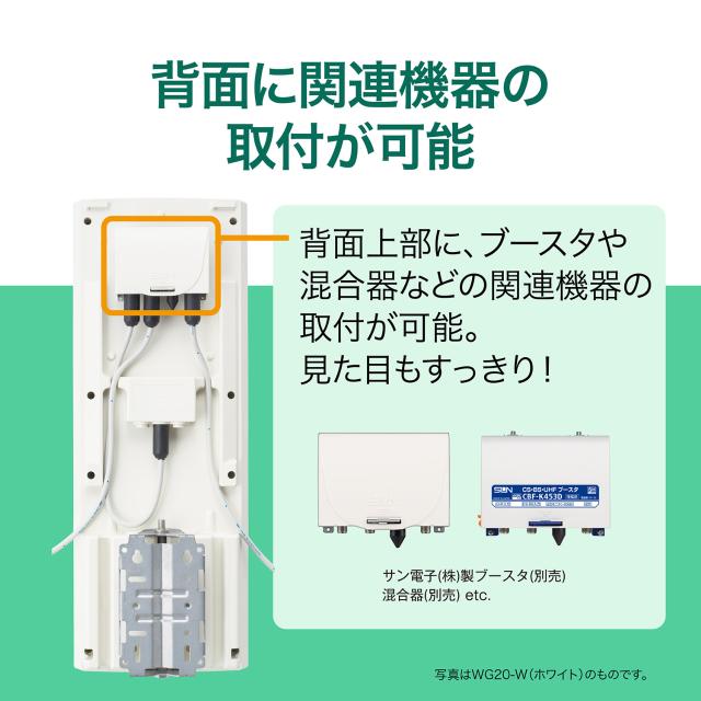 サン電子 WG26B-K-EC 地デジ用UHF平面アンテナ ブースタ内蔵型 26素子 水平偏波用 ブラック