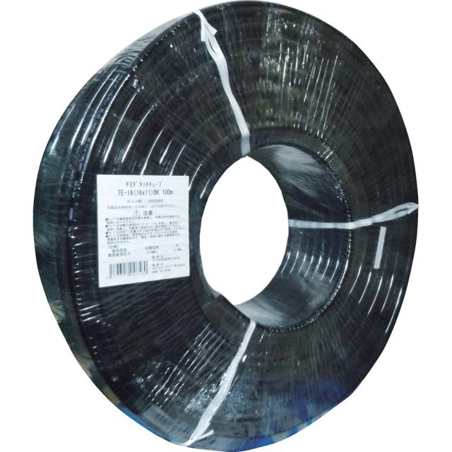 CHIYODA 千代田精機 【代引不可】ポリウレタンチューブ TEタッチチューブ 16mm/100m 黒 TE-16-100 BK