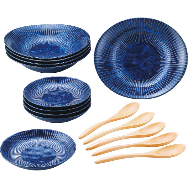 古窯群青 カレー皿＆プレートスプーン付 900714