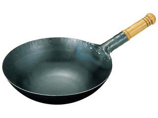 山田　鉄　打出木柄　中華片手鍋　３６cm