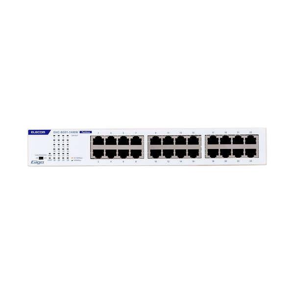 ELECOM エレコム Giga対応スイッチングHub 24ポート/金属筐体/磁石付き/電源内蔵モデル EHC-BG01-24MW ホワイト