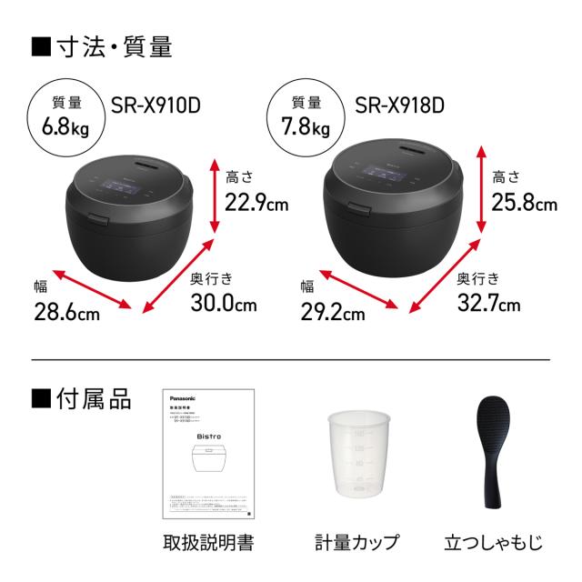 【5年間延長保証込】Panasonic パナソニック SR-X918D-K(ブラック) Wおどり炊き　可変圧力IHジャー炊飯器 1升炊き_8