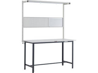 TRUSCO/トラスコ中山 【代引不可】HRAE型立作業台 W1500XD900 ツールハンガーフルセット付 ダークグレー色 HRAE-1509THFS DGの通販は 58,975円