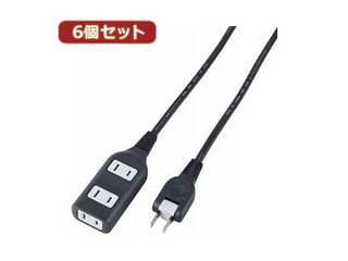 YAZAWA YAZAWA 【6個セット】耐トラ付タップ3個口  Y02S3010BKX6