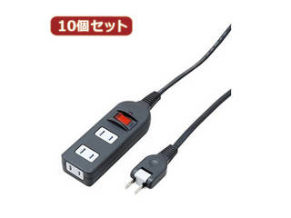 YAZAWA YAZAWA 【10個セット】 ノイズフィルター集中SW付3個口3m黒 Y02BKNS313BKX10