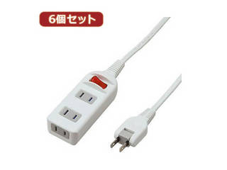 YAZAWA YAZAWA 【6個セット】耐トラシャッター 集中スイッチ付タップ3個口  Y02S315WHX6