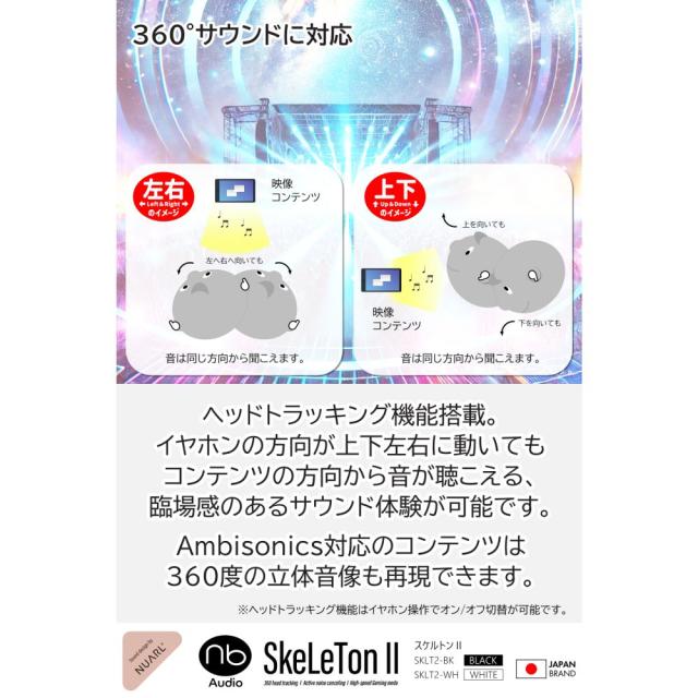 (nb)AUDIO エヌビーオーディオ SKLT2-BK トランスルーセント 完全ワイヤレスイヤホン SkeLeTon II (スケルトン・ツー) SKLT2-BK  ブラック_5